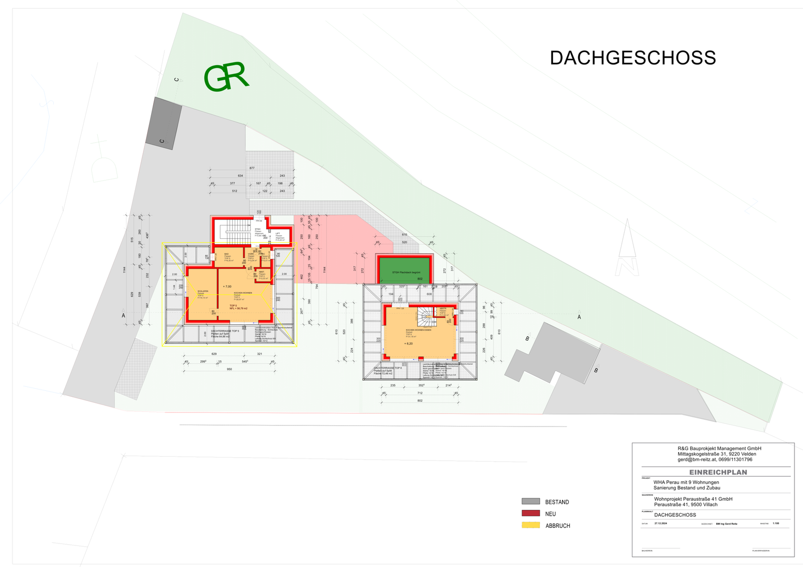 Villach — vollständiger Grundriss Dachgeschoss